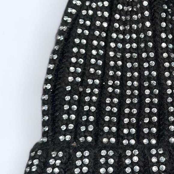 Bebe Black Rhinestone Knit Beanie - Picture 3 of 3